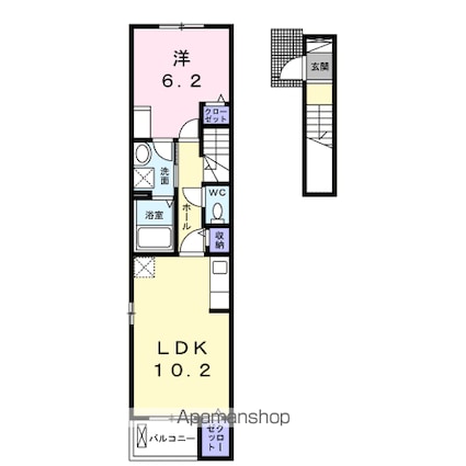 シャルマン吹上Ⅱ[1LDK/43.79m2]の間取図