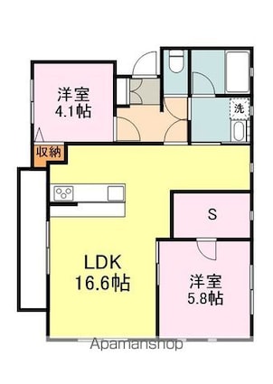 エーリッシュ新涯[2SLDK/60.95m2]の間取図