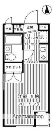 東京都世田谷区中町３丁目[1K/16.98m2]の間取図