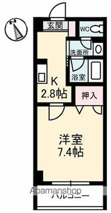 ＪＲＢハイツ倉敷[1K/25.08m2]の間取図