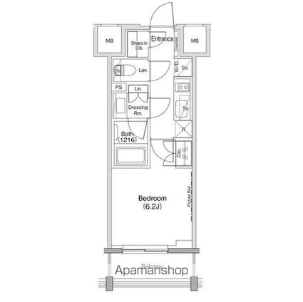 ザ・パークハビオ西大井[1K/23.55m2]の間取図