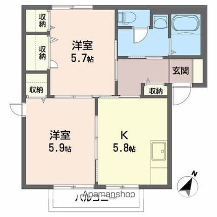 ポラリス[2K/43m2]の間取図