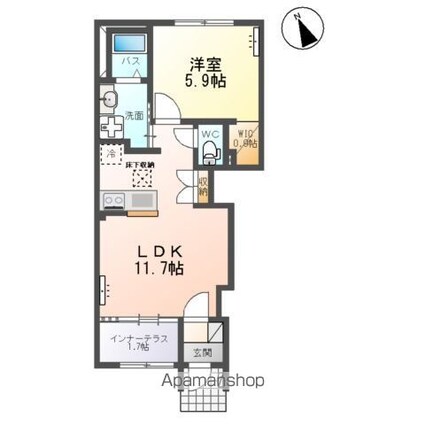 クレストコートⅡ[1LDK/43.24m2]の間取図