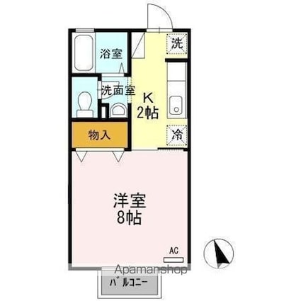 香川県高松市林町[1K/26.93m2]の間取図