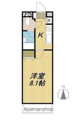 カサ・ミラ[1K/25m2]の間取図