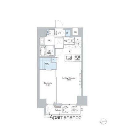 ディームス蔵前[1LDK/43.5m2]の間取図