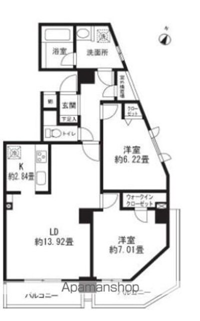 レジディア三軒茶屋Ⅱ[2LDK/67.8m2]の間取図