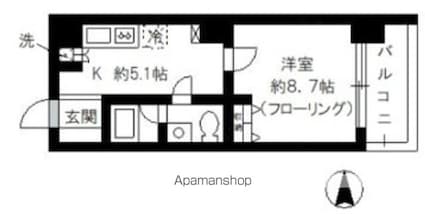 ＡＸＩＳ　若松町[1K/36.12m2]の間取図