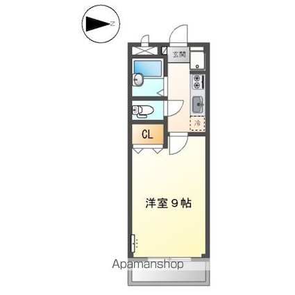 サンコートＦ[1K/24.9m2]の間取図