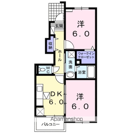 プラージュⅠ[2DK/45.06m2]の間取図
