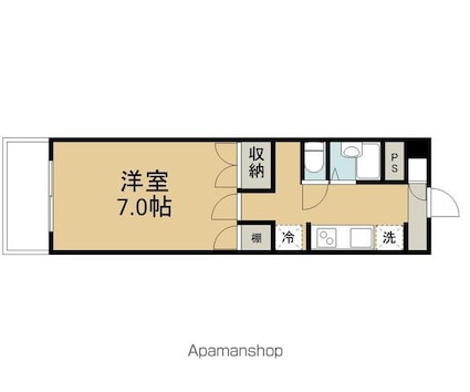 スターライト台原[1K/24.2m2]の間取図