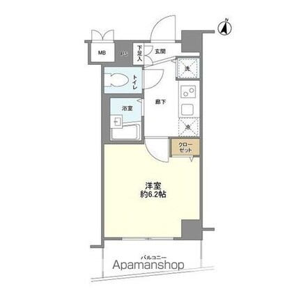 メインステージ南麻布Ⅱ[1K/21.28m2]の間取図