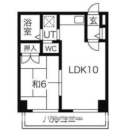 ハイツ空蝉[1LDK/35.1m2]の間取図