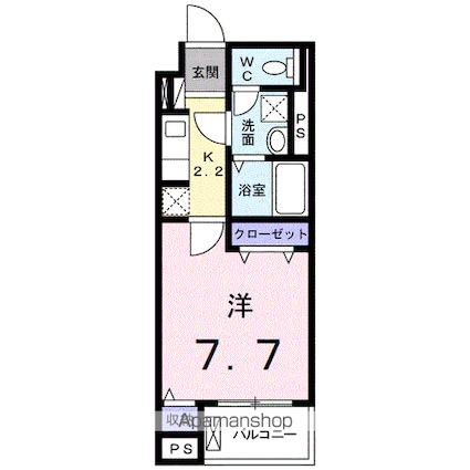 パフュームⅢ[1K/27.68m2]の間取図