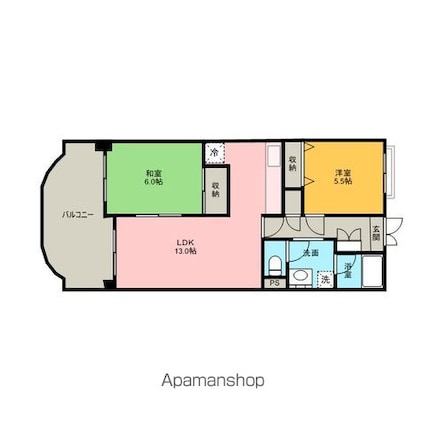 東京都世田谷区砧４丁目[2LDK/57.35m2]の間取図