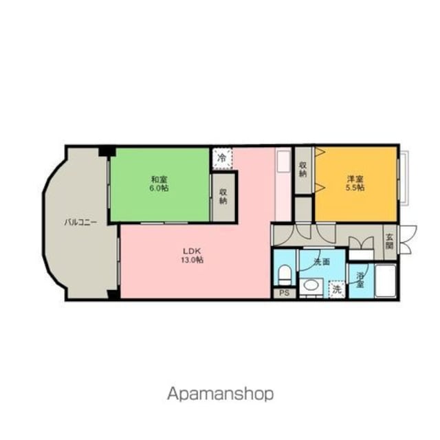 東京都世田谷区砧４丁目[2LDK/57.35m2]の間取図