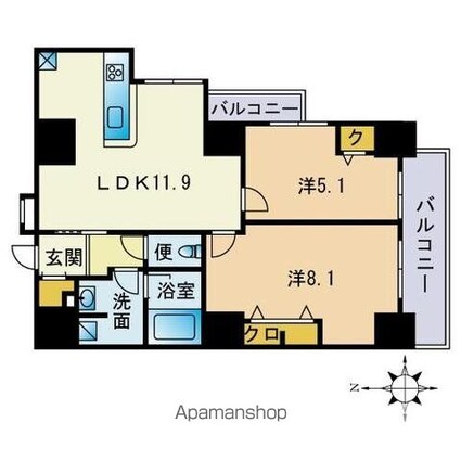 エムレジデンス渋谷神泉[2LDK/56.52m2]の間取図