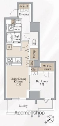 クロスレジデンス高田馬場[1LDK/44.76m2]の間取図