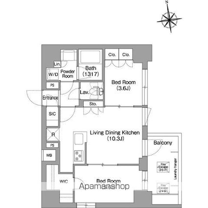 コンフォリア・リヴ西大島ＳＯＵＴＨ[2LDK/50.05m2]の間取図