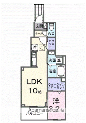 ピースフルⅢ[1LDK/35.02m2]の間取図