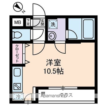 ポルタ西新宿[1R/26.34m2]の間取図