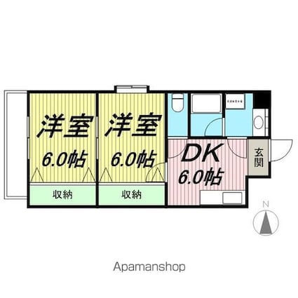 レジデンス２７番館[2DK/40.7m2]の間取図
