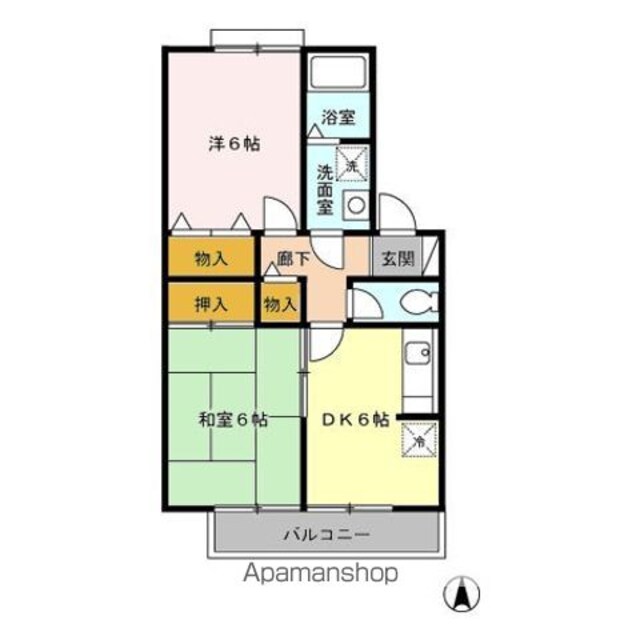 ハイツ　ユーセブン[2DK/45.39m2]の間取図