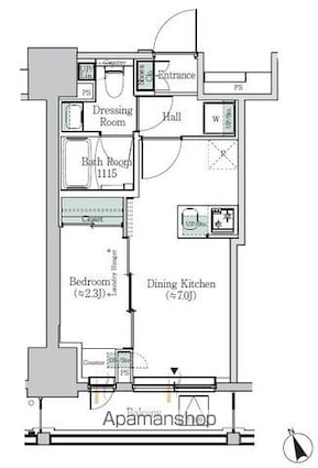 ＯＮＥ　ＲＯＯＦ　ＲＥＳＩＤＥＮＣＥ　ＡＳＡＫＵＳＡＢＡＳＨＩ（[1DK/25.19m2]の間取図