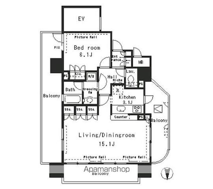 パークアクシス四谷ステージ[1LDK/55.64m2]の間取図