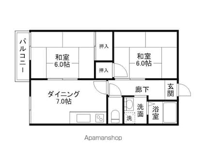 メゾンロワールⅡ[2DK/40m2]の間取図