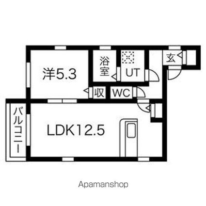 クラージュ平安[1LDK/41.56m2]の間取図