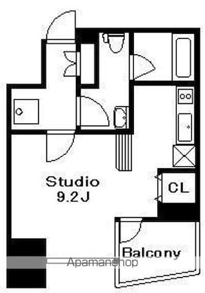 ドゥーエ両国[1R/24.03m2]の間取図
