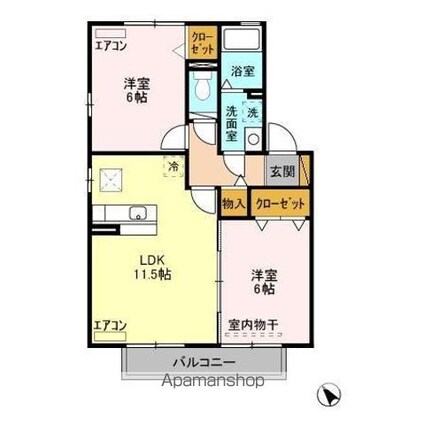 アプローズスクエアＡＢＣＤ[2LDK/53.46m2]の間取図