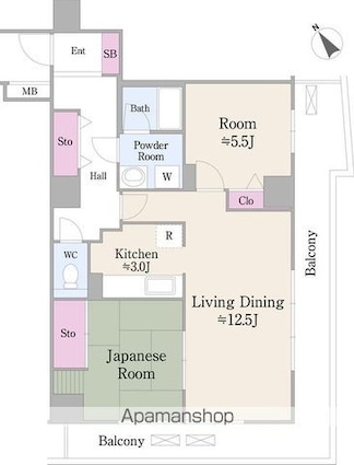 ハイエスト荻窪[2LDK/67.04m2]の間取図