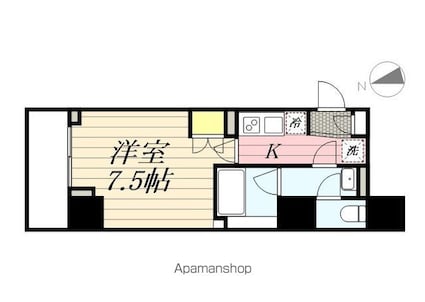 ＤＩＰＳ上野ＮＯＲＴＨ[1K/25.48m2]の間取図