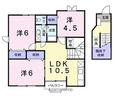 カーサ・ビエント[3LDK/65.98m2]の間取図