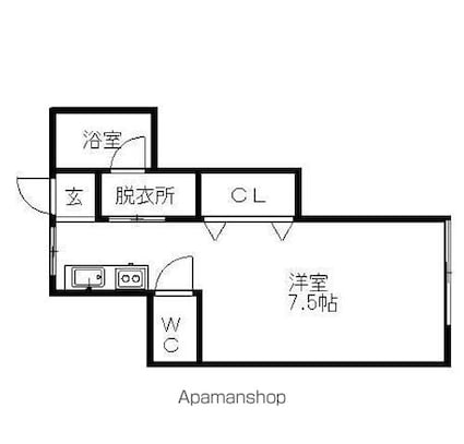 ハウスＫ・Ｔ[1R/25.92m2]の間取図