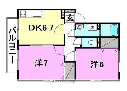 エムセリア　Ｂ棟[2DK/47.9m2]の間取図