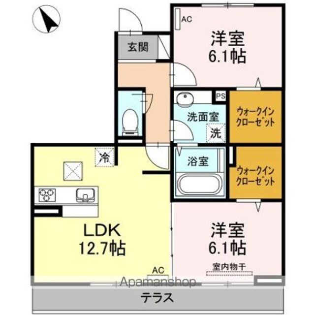 広島県福山市東川口町２丁目[2LDK/61.08m2]の間取図