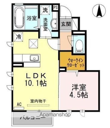 ラフィーネⅦ[1LDK/37.41m2]の間取図