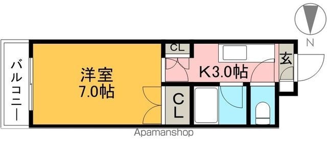 高知県高知市西町[1K/23.18m2]の間取図