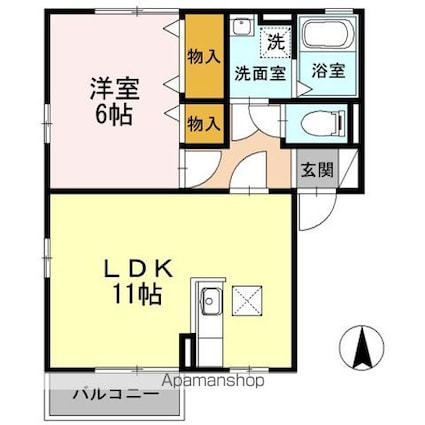 エレガンス　シンワ　Ｂ[1LDK/42m2]の間取図