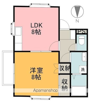 仙波ハウス　Ｂ棟[1LDK/35.2m2]の間取図