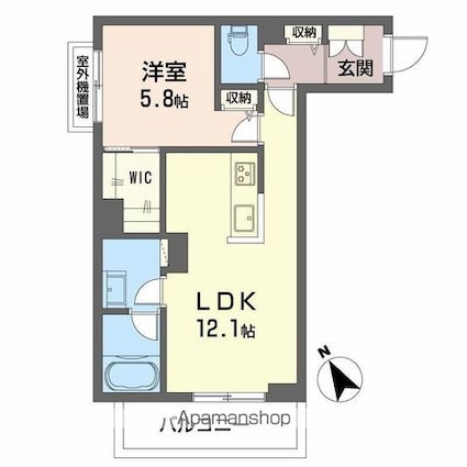 パストラール己斐中[1LDK/45.57m2]の間取図