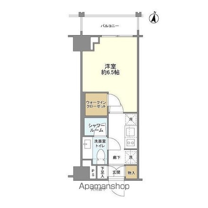 東京都新宿区山吹町[1K/22.5m2]の間取図