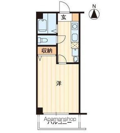 ウッドネスト中央[1K/25.39m2]の間取図