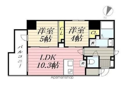 東京都台東区根岸１丁目[2LDK/45.33m2]の間取図