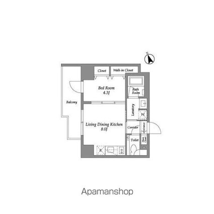 ＥＮｅｔｉａｌ代官山[1LDK/33.2m2]の間取図