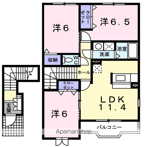 和歌山市東小二里町のアパートの間取り