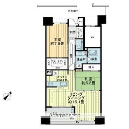 サーパス中央町弐番館[2LDK/73.89m2]の間取図